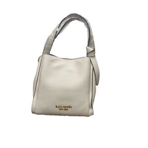 kate spade New York Knott Pebbled Leather Satchel Tote Crossbody Bag Cream Small